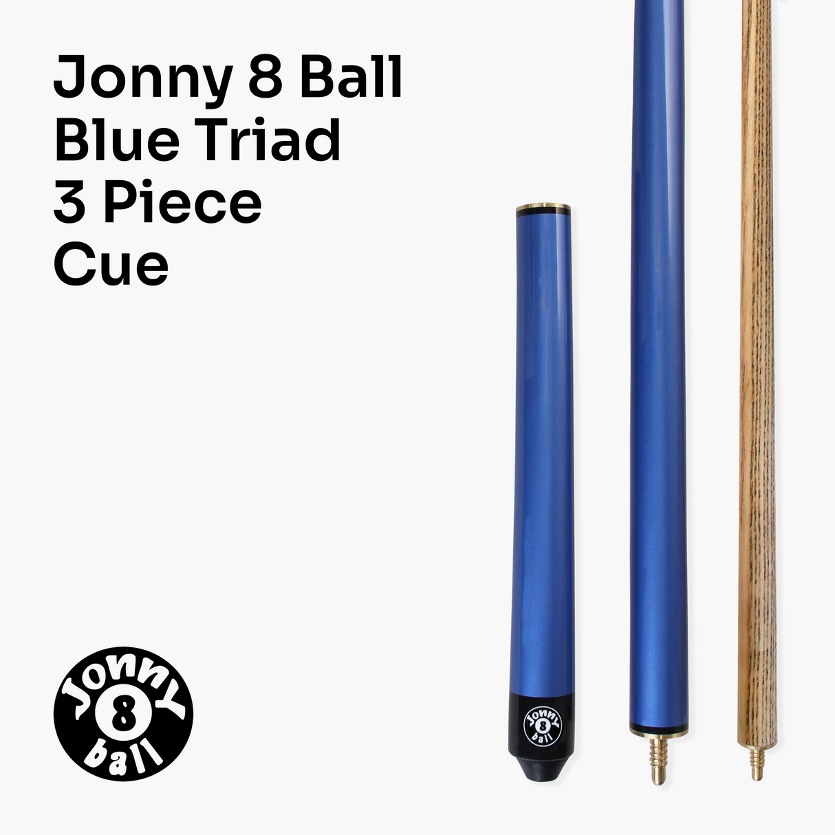 Jonny 8 Ball TRIAD 57 Inch 3 Piece Snooker Pool Cue 9.5mm Tip - Shorten to 39 Inch