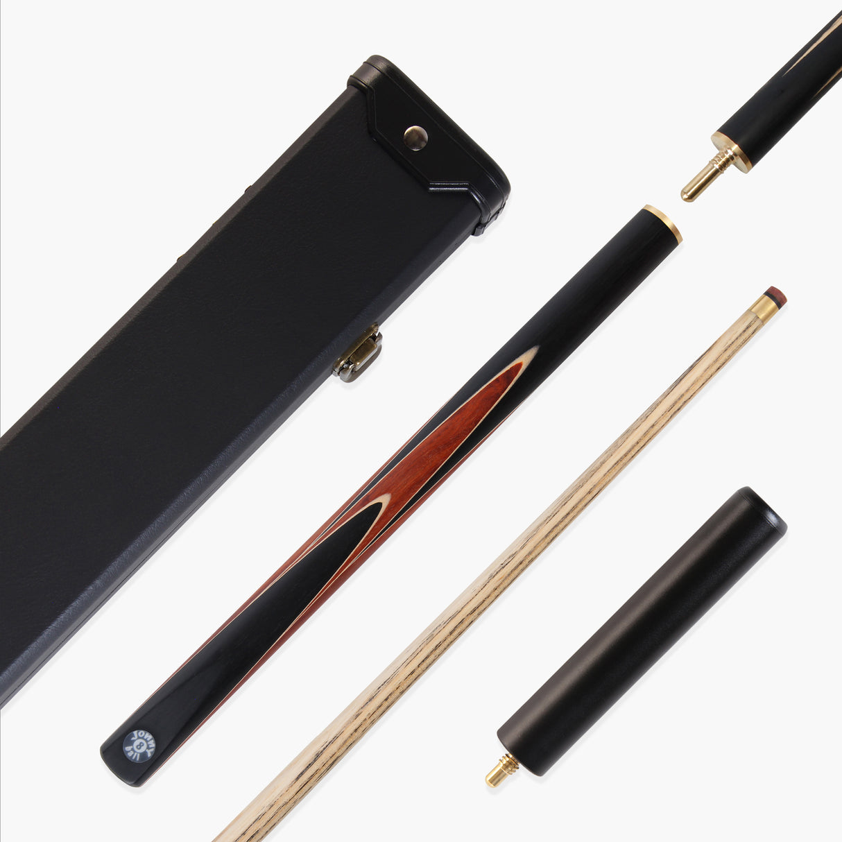 Jonny 8 Ball Sniper 3/4 Pool Cue and Case Set 8mm Tip with Black Hard Case + Mini Butt