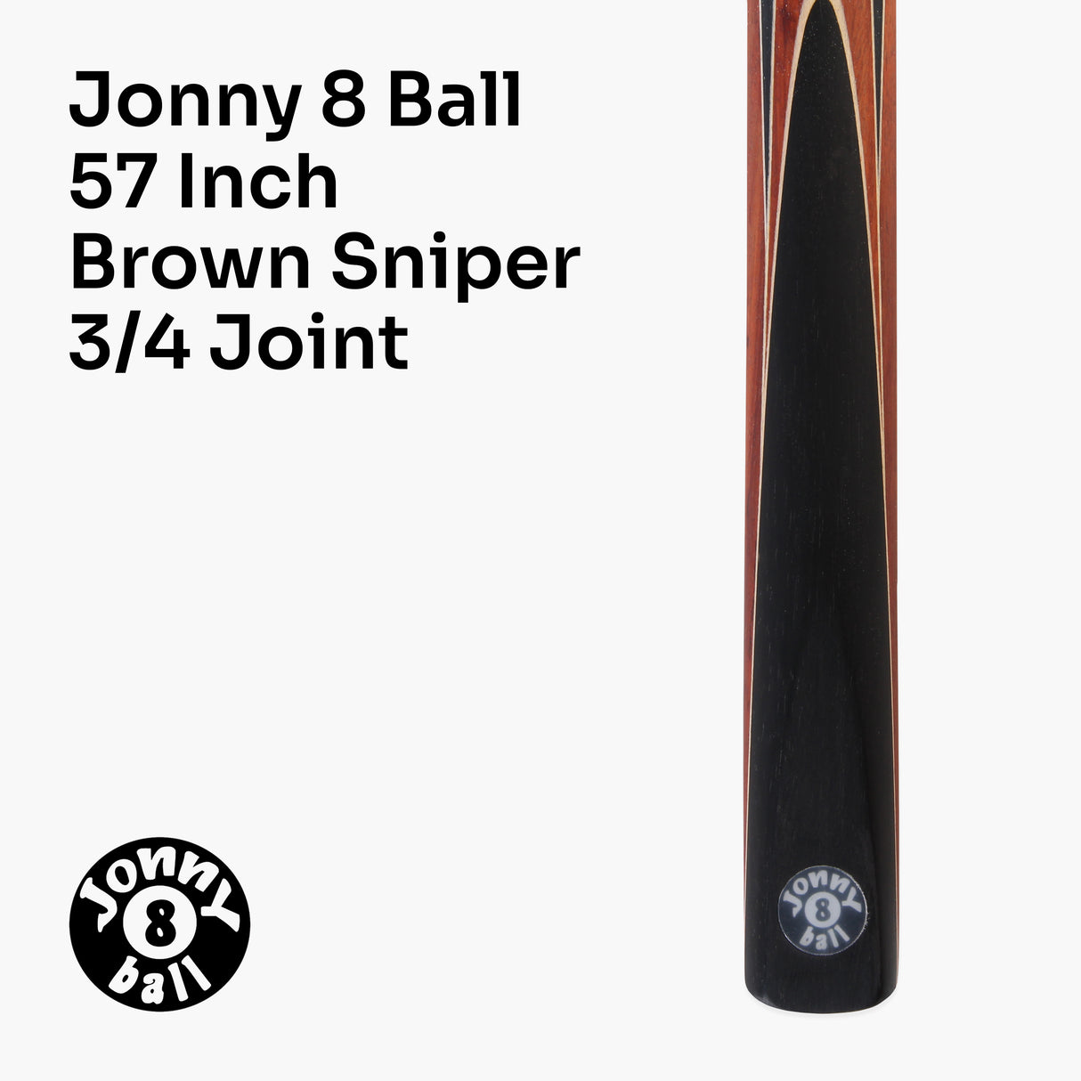 Jonny 8 Ball Sniper 3/4 Pool Cue and Case Set 8mm Tip with Black Hard Case + Mini Butt