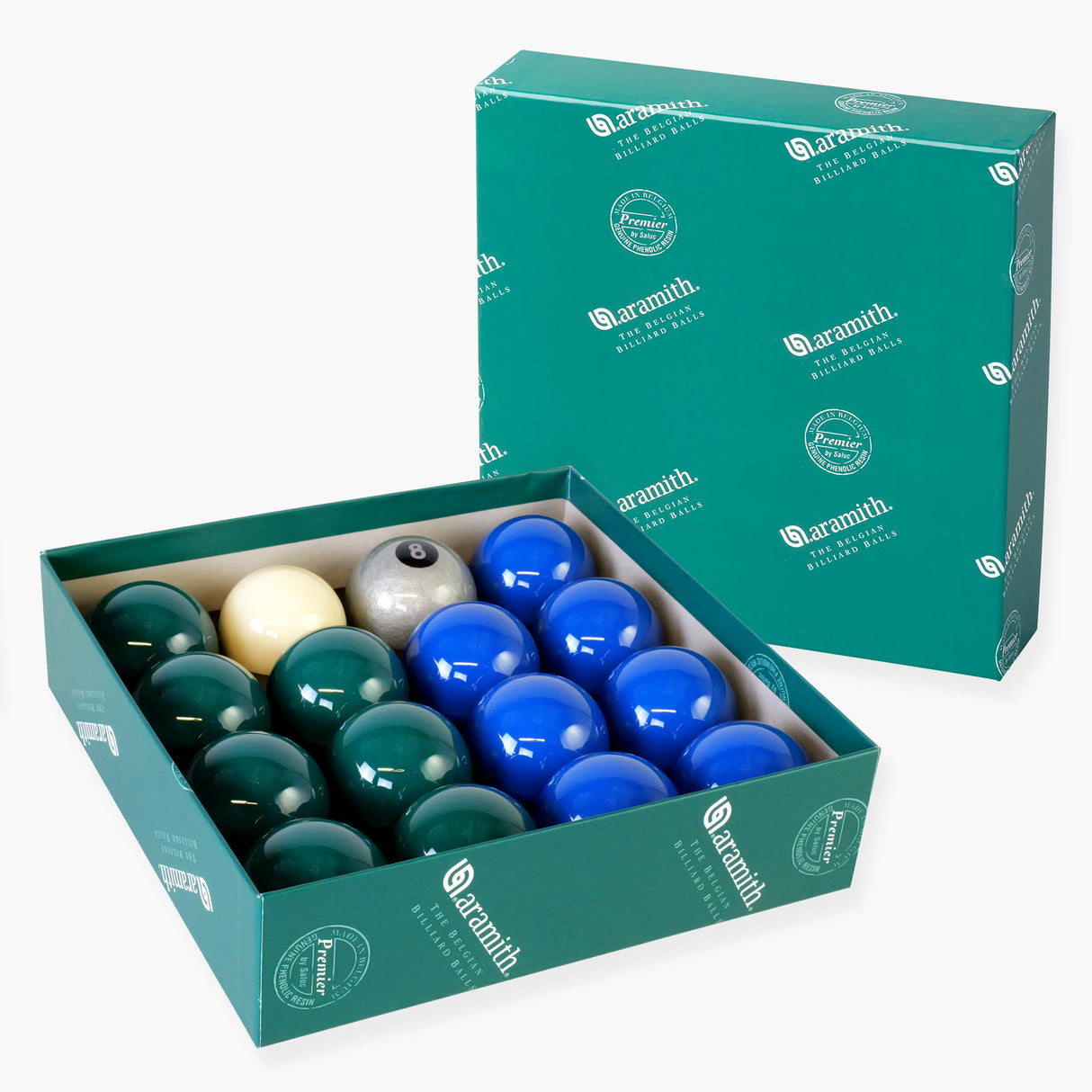 EXCLUSIVE! Aramith Premier SILVER 8 BALL Edition GREEN & BLUE Pool Balls Aramith