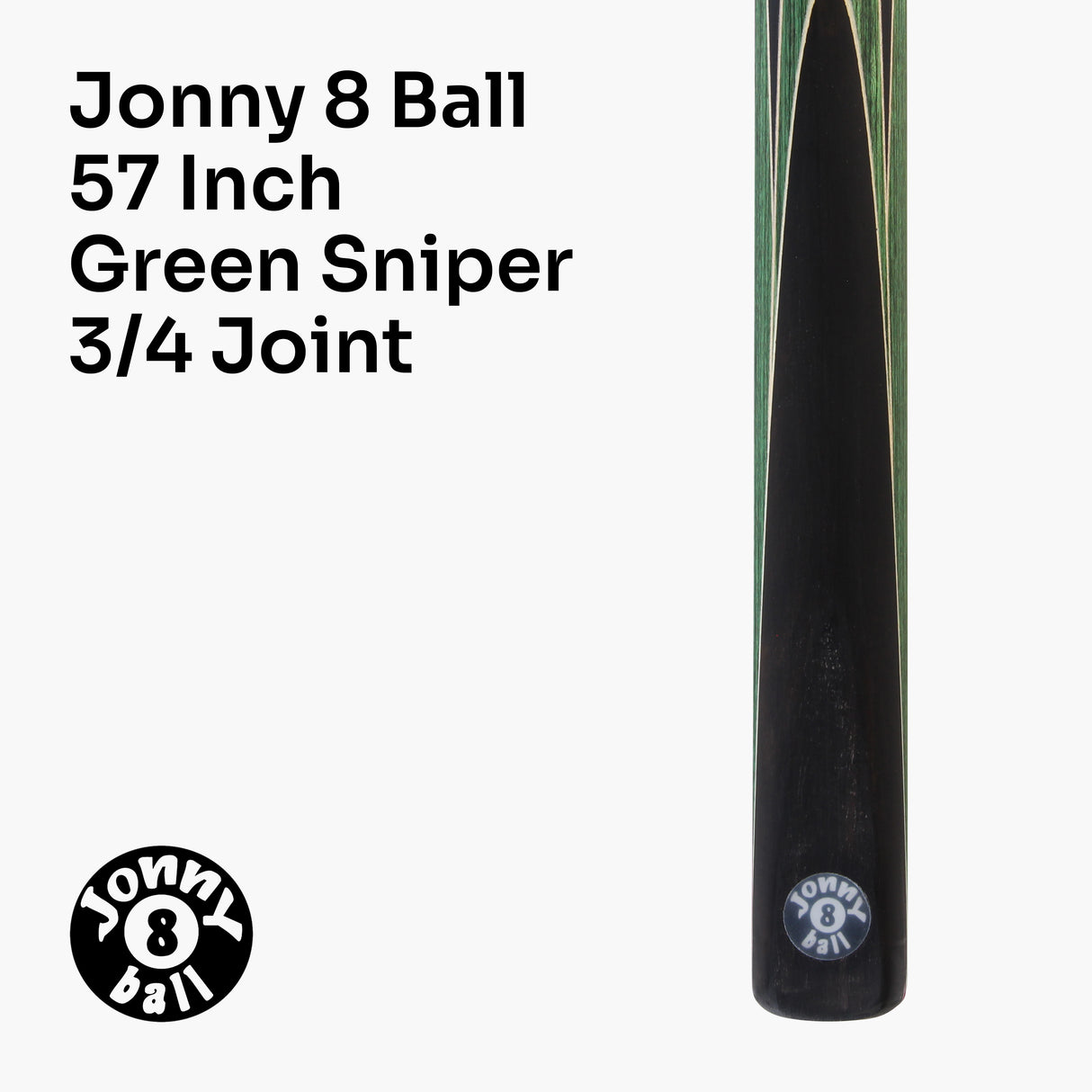 Jonny 8 Ball Sniper 3/4 Pool Cue and Case Set 8mm Tip with Black Hard Case + Mini Butt