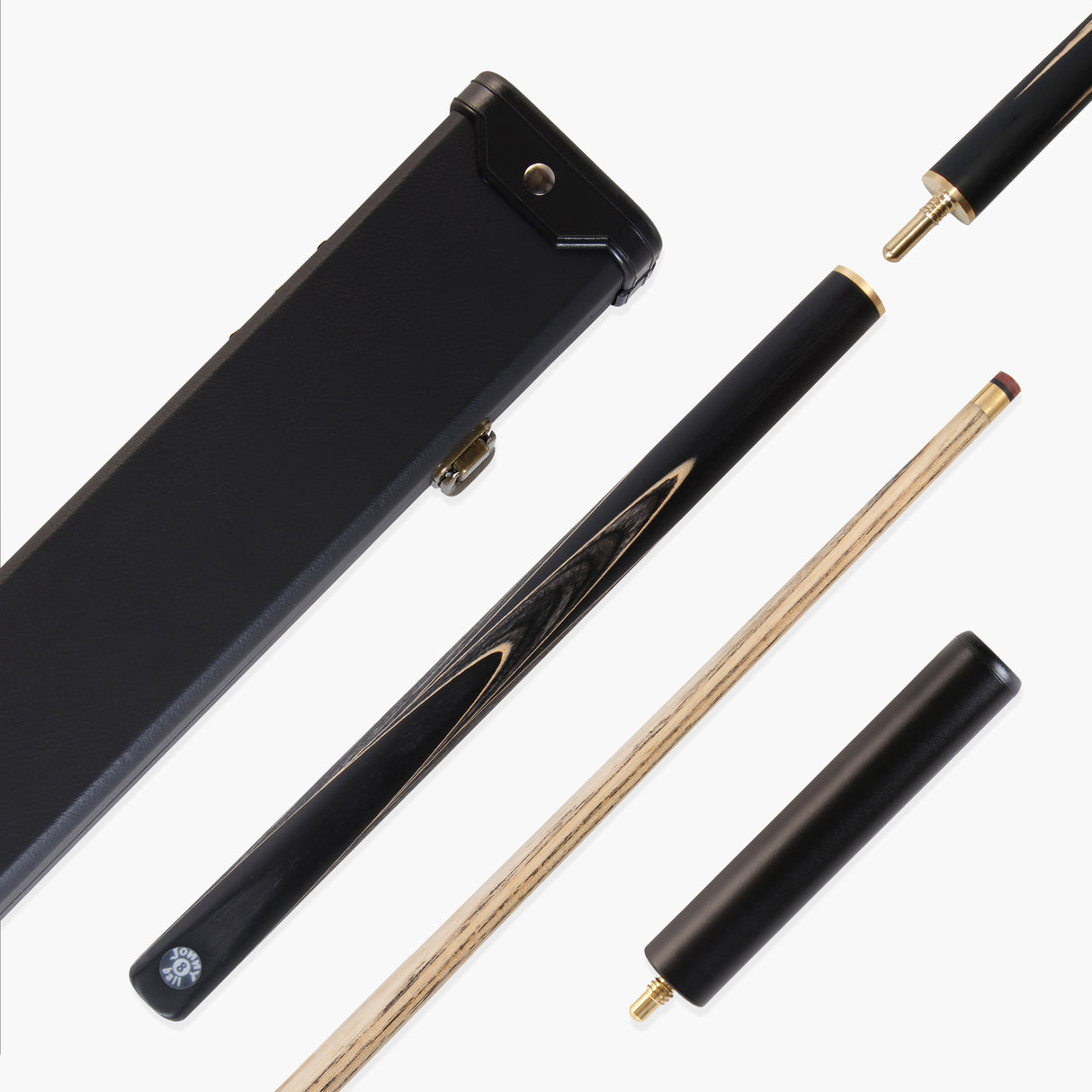 Jonny 8 Ball Sniper 3/4 Pool Cue and Case Set 8mm Tip with Black Hard Case + Mini Butt