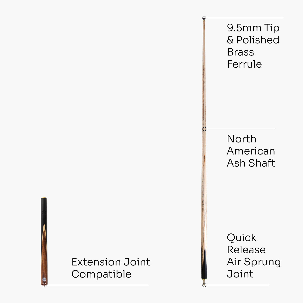 PRO147 Hurricane Black Walnut 3/4 Heavy Weight Snooker Pool Cue with 9.5mm Tip