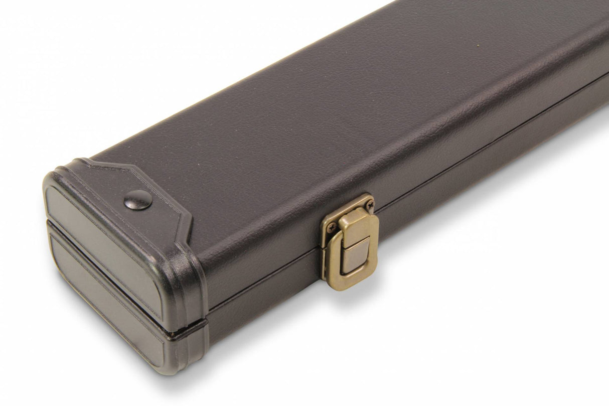 Baize Master Deluxe PLAIN BLACK 2pc Pool and Snooker Cue Case with Metal Badge and Plastic Ends - Black White Interior