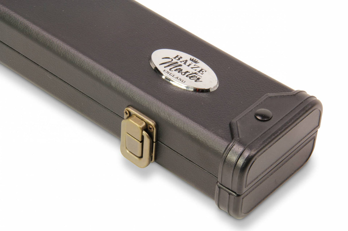 Baize Master Deluxe PLAIN BLACK 2pc Pool and Snooker Cue Case with Metal Badge and Plastic Ends - Black White Interior