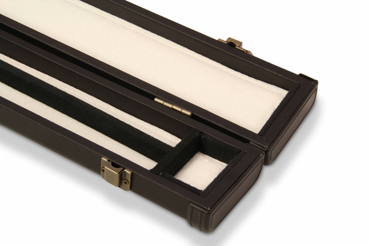 Baize Master Deluxe PLAIN BLACK 2pc Pool and Snooker Cue Case with Metal Badge and Plastic Ends - Black White Interior