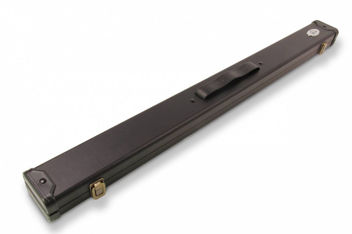 Baize Master Deluxe PLAIN BLACK 2pc Pool and Snooker Cue Case with Metal Badge and Plastic Ends - Black White Interior