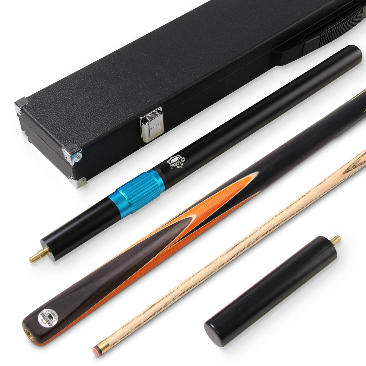 PRO147 CRUCIBLE 57 Inch 2 Piece Ash Snooker Pool Cue and Case Set with 9.5mm Tip