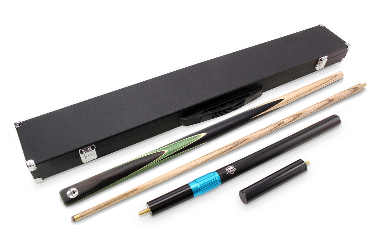 PRO147 CRUCIBLE 57 Inch 2 Piece Ash Snooker Pool Cue and Case Set with 9.5mm Tip