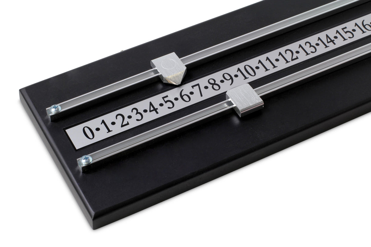 BLACK Wooden 2 Player Snooker Scoreboard with Chrome Rails and Sliders