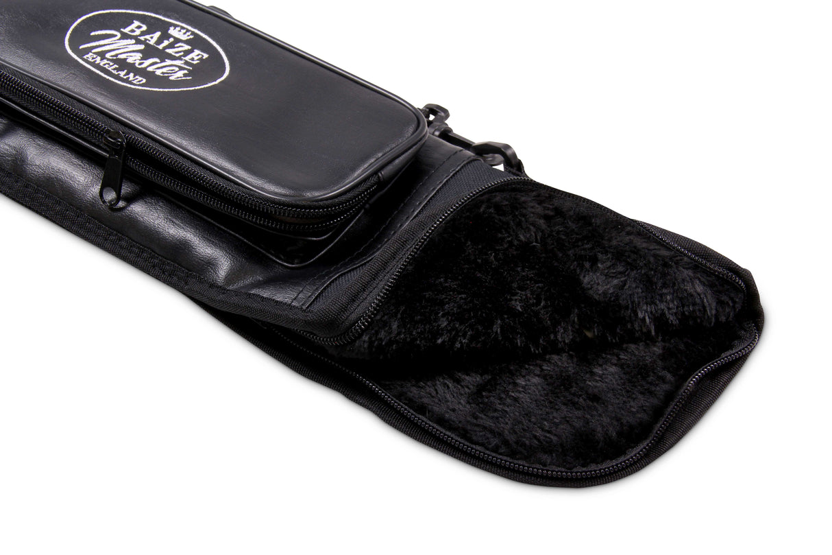 Baize Master Soft Embroidered 2pc Large Accessory Pocket Snooker Pool Cue Case for Centre Joint Cues