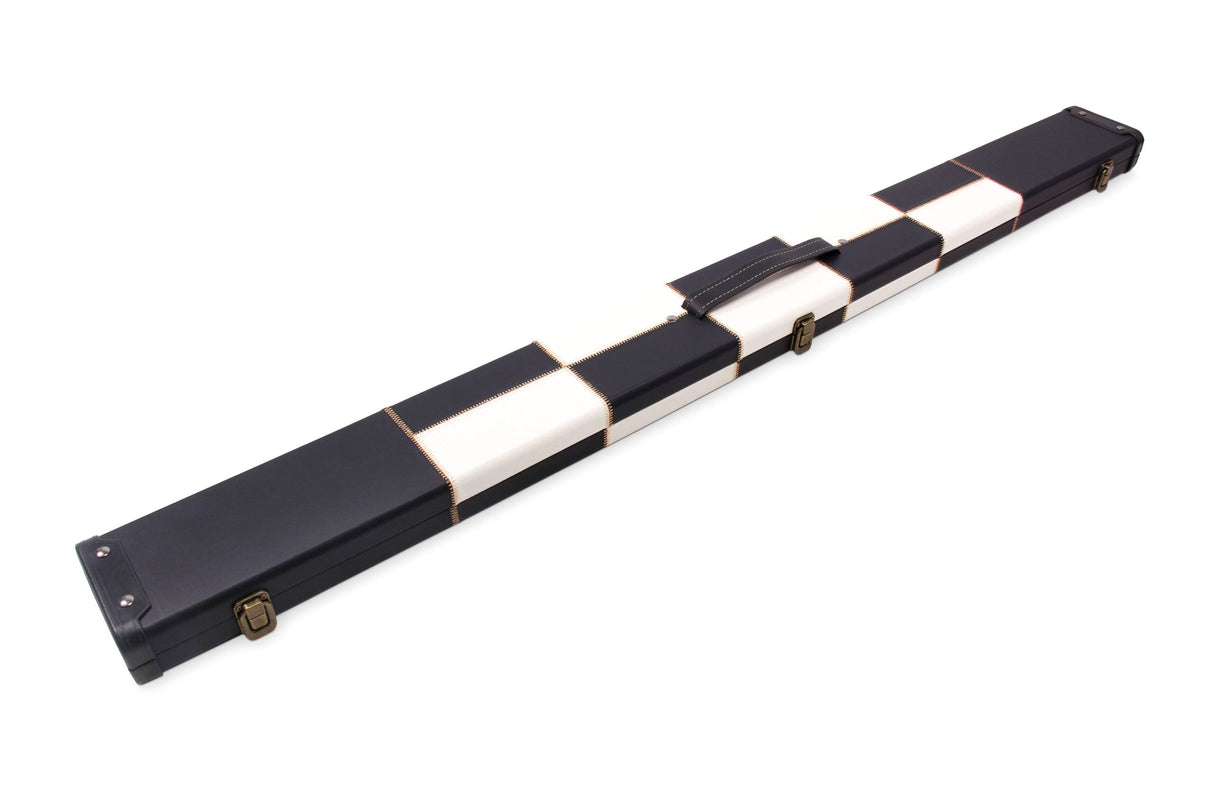 Deluxe 3/4 WIDE CHEQUERED Snooker Pool Cue Case with Plastic Ends - Holds 2 Cues