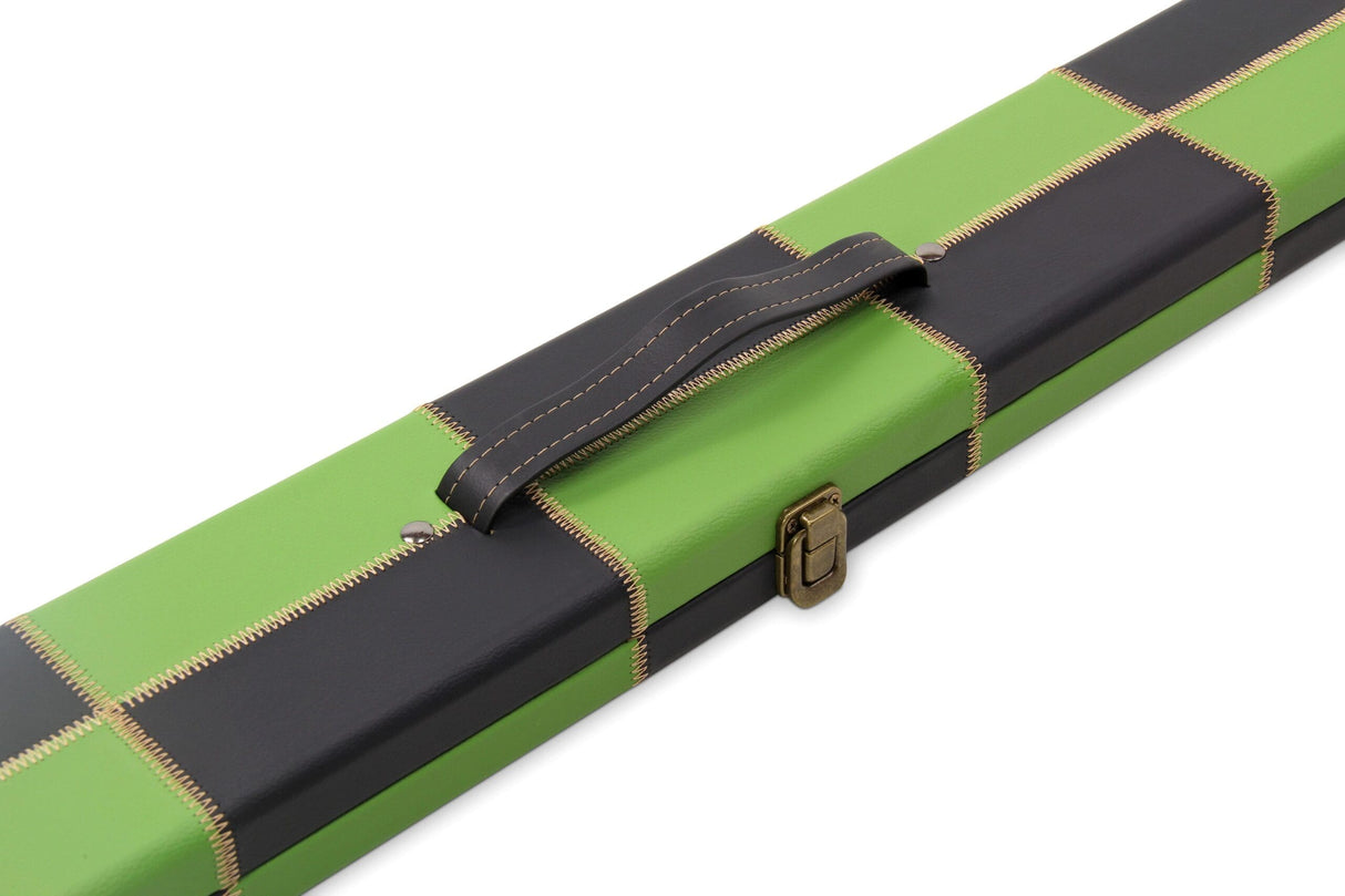 Deluxe 3/4 WIDE CHEQUERED Snooker Pool Cue Case with Plastic Ends - Holds 2 Cues