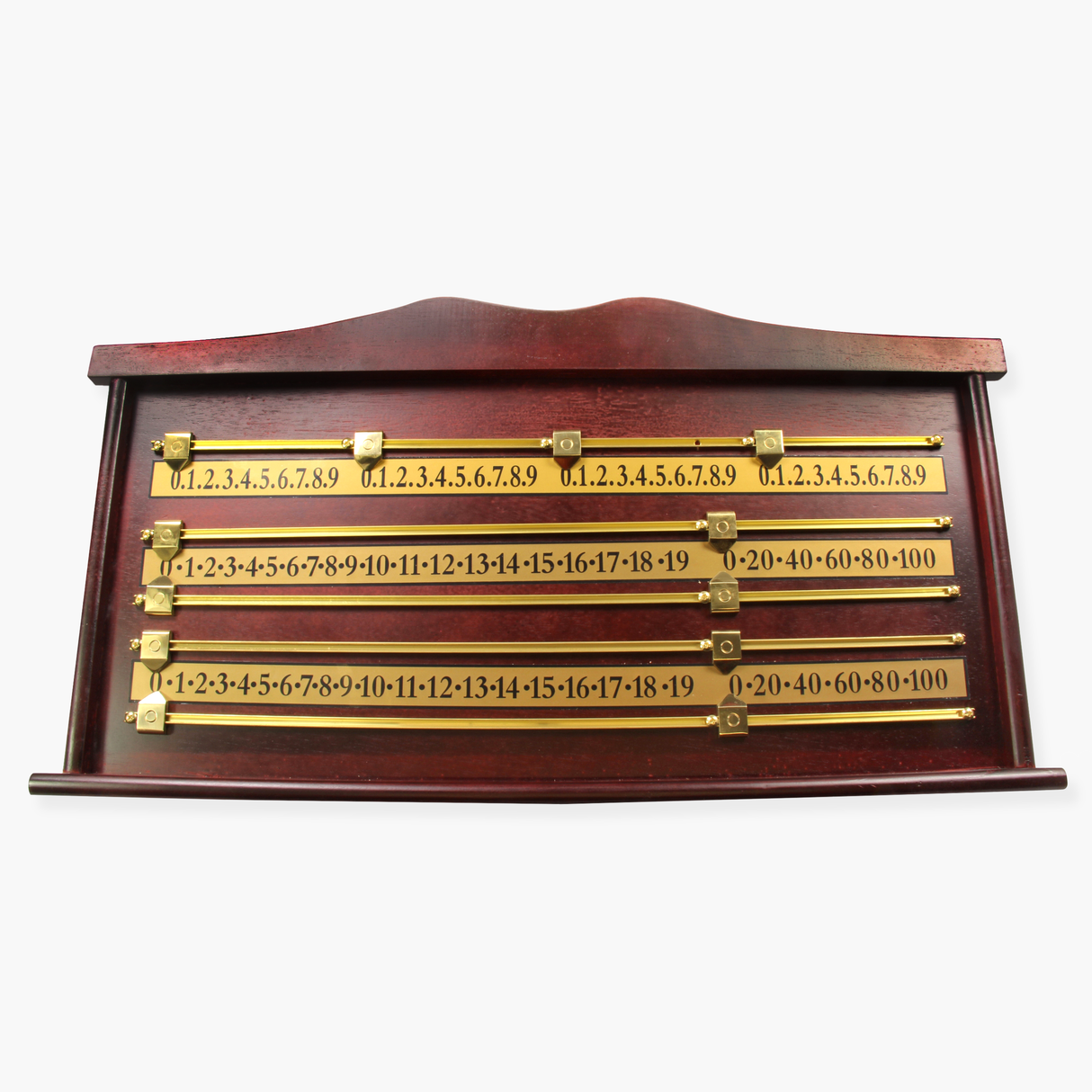 Solid Wood Mahogany Colour 4 Player Snooker Scoreboard with Brass Markers Cue & Case