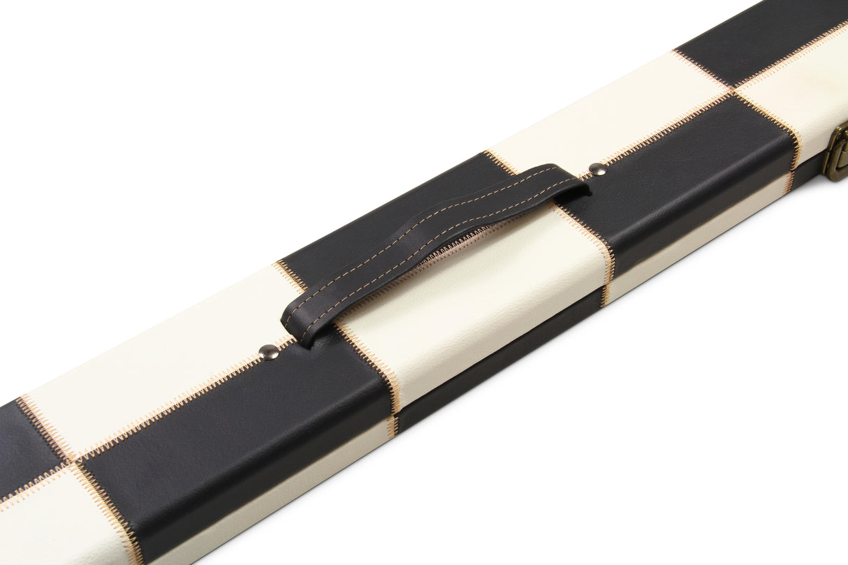 Deluxe 1 Piece WIDE CHEQUERED Snooker Pool Cue Case with Plastic Ends - Holds 3 Cues
