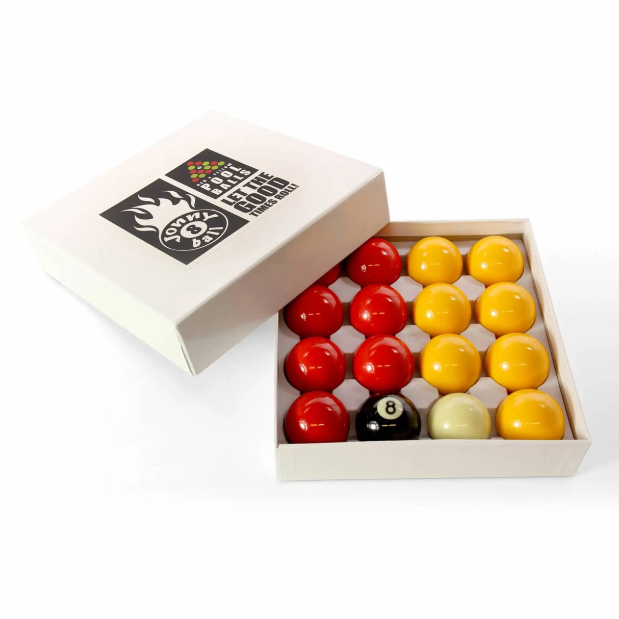 Jonny 8 Ball 2 Inch (50.8mm) Standard RED AND YELLOW Pool Balls with 1 7/8 inch Cue Ball - Jonny 8 Ball Jonny 8 Ball