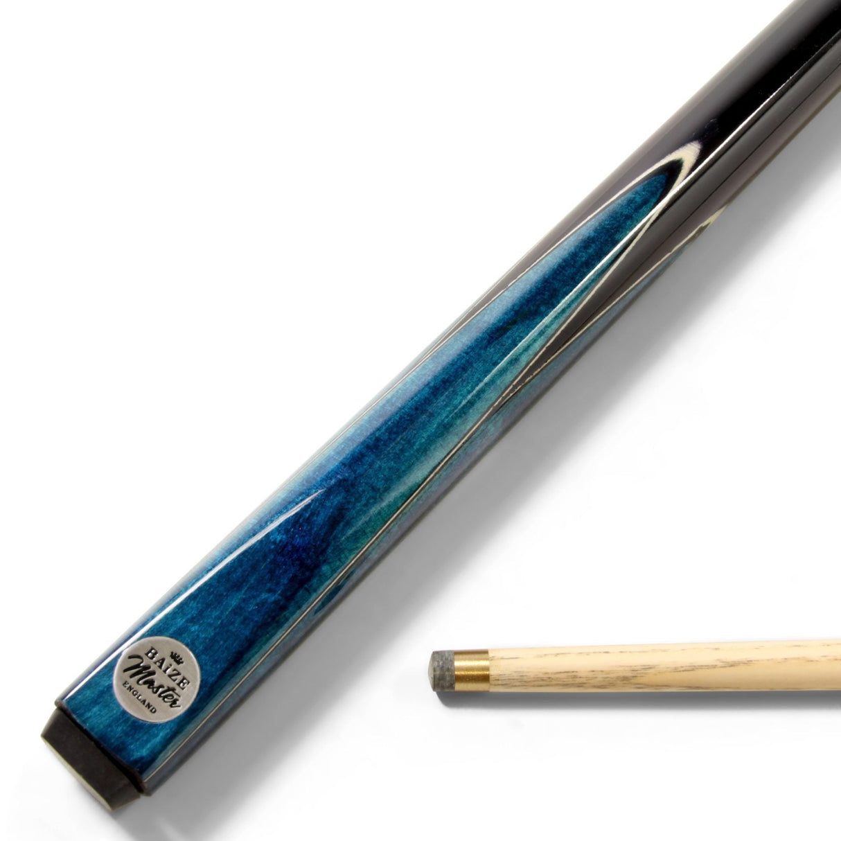 Baize Master Silver Series 57 Inch BLUE VICTORY Snooker Pool 2pc Ash Cue Set with Baize Master Black Metal Badge Case and 2 x Chalk- 9.5mm Baize Master