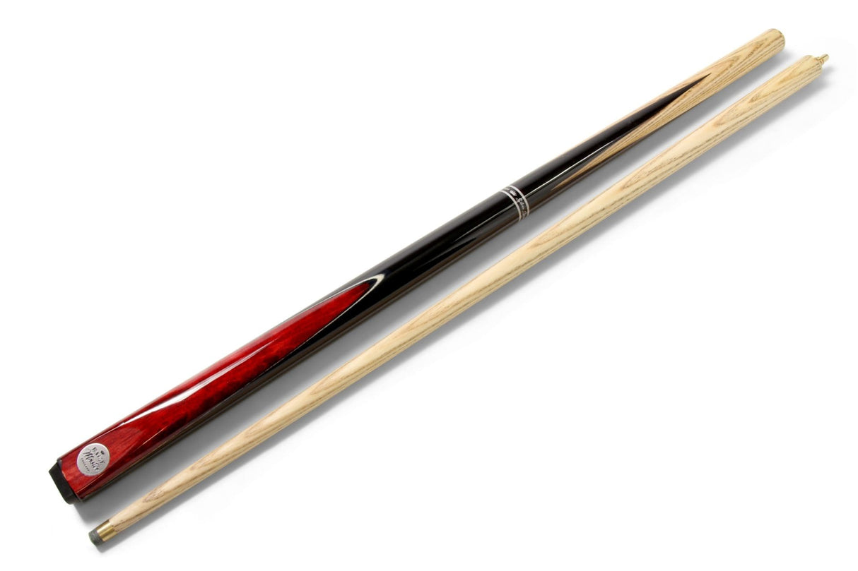 Baize Master Silver Series 52 Inch RED CONQUEST Snooker Pool 2pc Ash Cue Set with Baize Master Black Metal Badge Case - 9.5mm Baize Master
