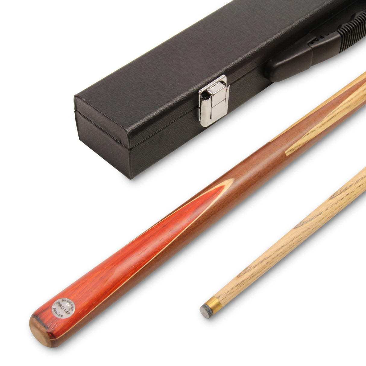 PRO147 JUNIOR CHAMPION 36 Inch Traditional 2pc Kids Junior Pool Snooker Cue Matching Ash Grain 10mm tip with Mini BLACK HARD Case -SE13