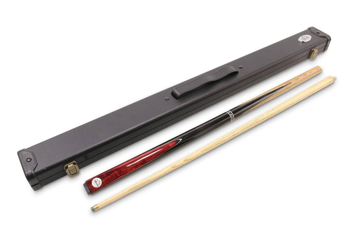 Baize Master Silver Series 52 Inch RED CONQUEST Snooker Pool 2pc Ash Cue Set with Baize Master Black Metal Badge Case - 9.5mm Baize Master