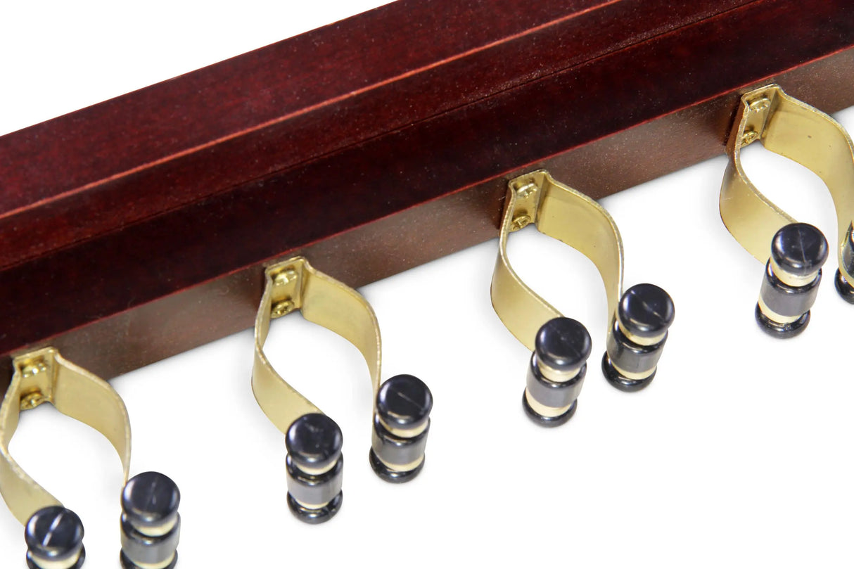 Funky Chalk 4 Way STRAIGHT Wall Mounted Snooker Pool Cue Rack with Brass Clips - Holds 4 Cues