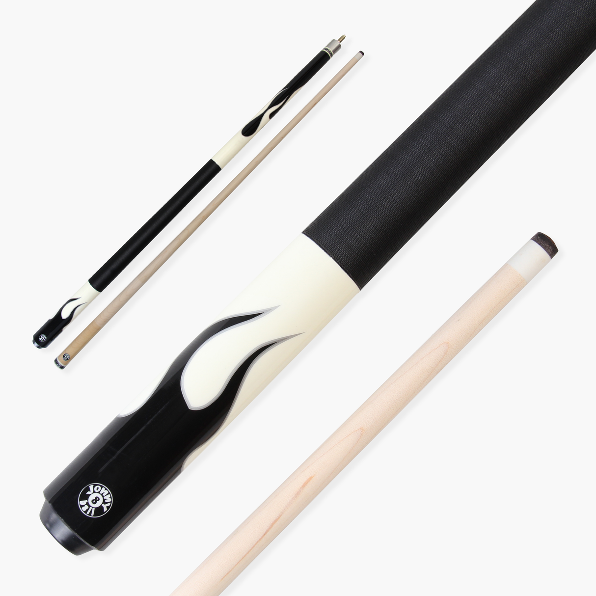 Jonny 8 Ball FLAME 58 Inch 2 Piece Snooker Pool Cue with Maple Shaft 11mm Tip