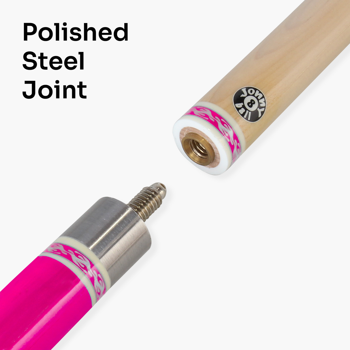 Jonny 8 Ball FLAME 58 Inch 2 Piece Snooker Pool Cue with Maple Shaft 11mm Tip