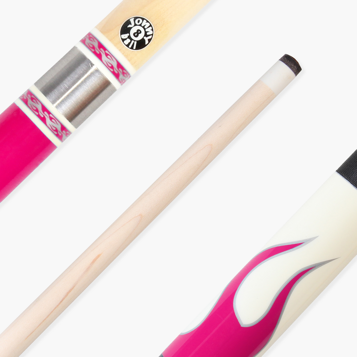 Jonny 8 Ball FLAME 58 Inch 2 Piece Snooker Pool Cue with Maple Shaft 11mm Tip