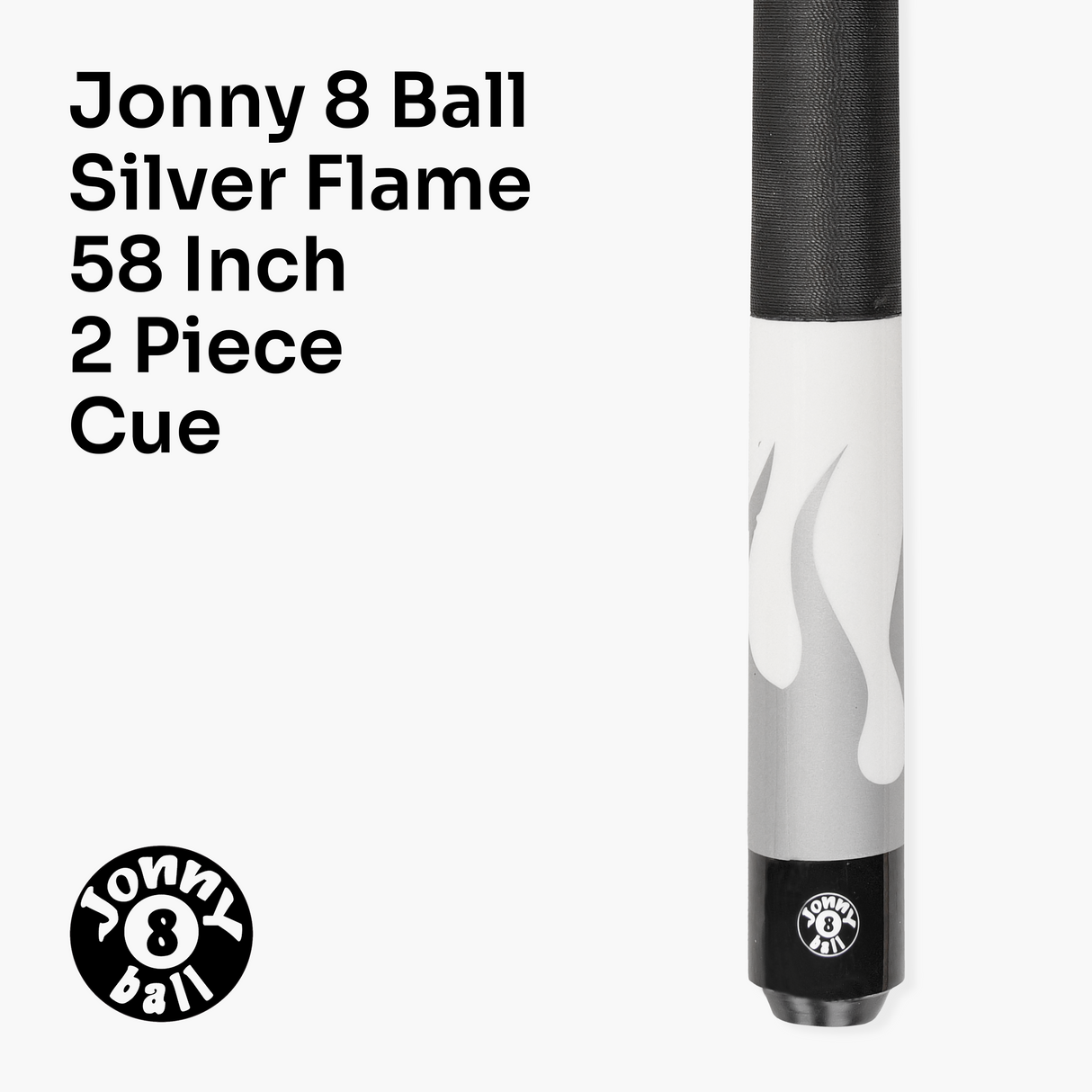 Jonny 8 Ball FLAME 58 Inch 2 Piece Snooker Pool Cue with Maple Shaft 11mm Tip