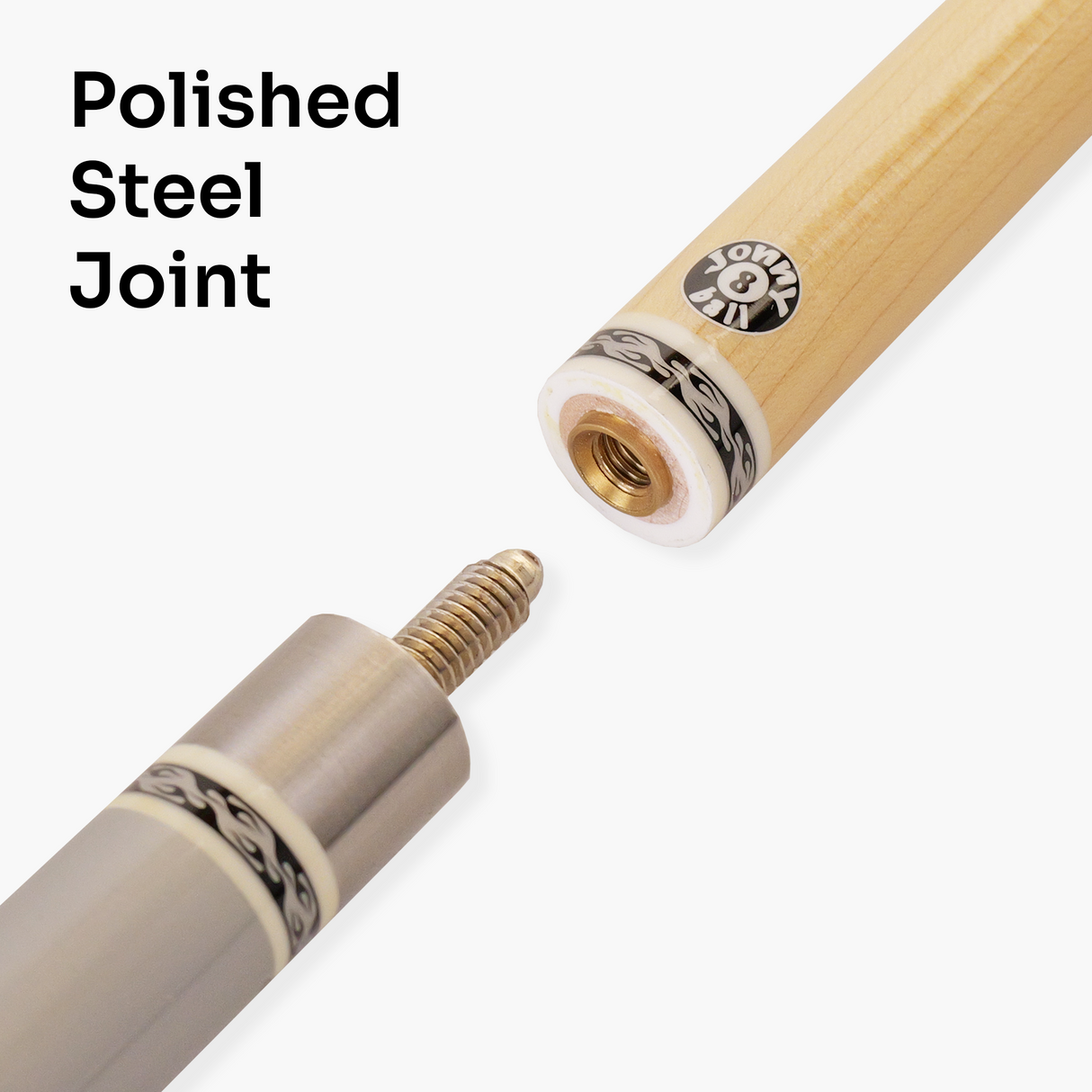 Jonny 8 Ball FLAME 58 Inch 2 Piece Snooker Pool Cue with Maple Shaft 11mm Tip