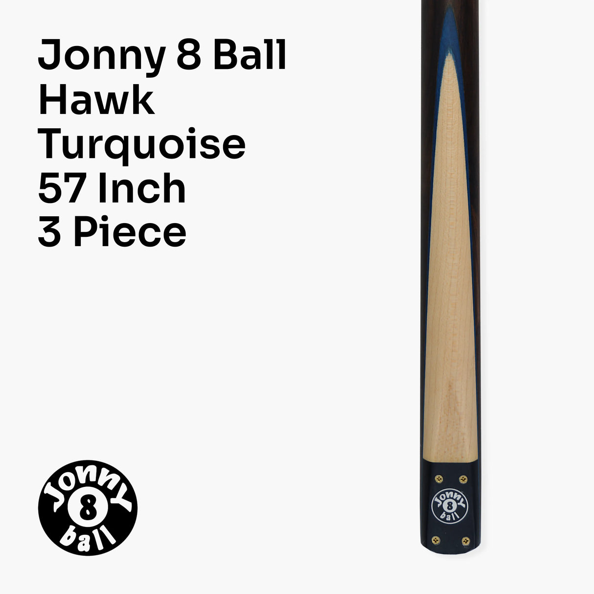 Jonny 8 Ball HAWK 3 Section Rapid Shorten English Pool Cue – 8mm Tip - 55 & 57" Length Jonny 8 Ball