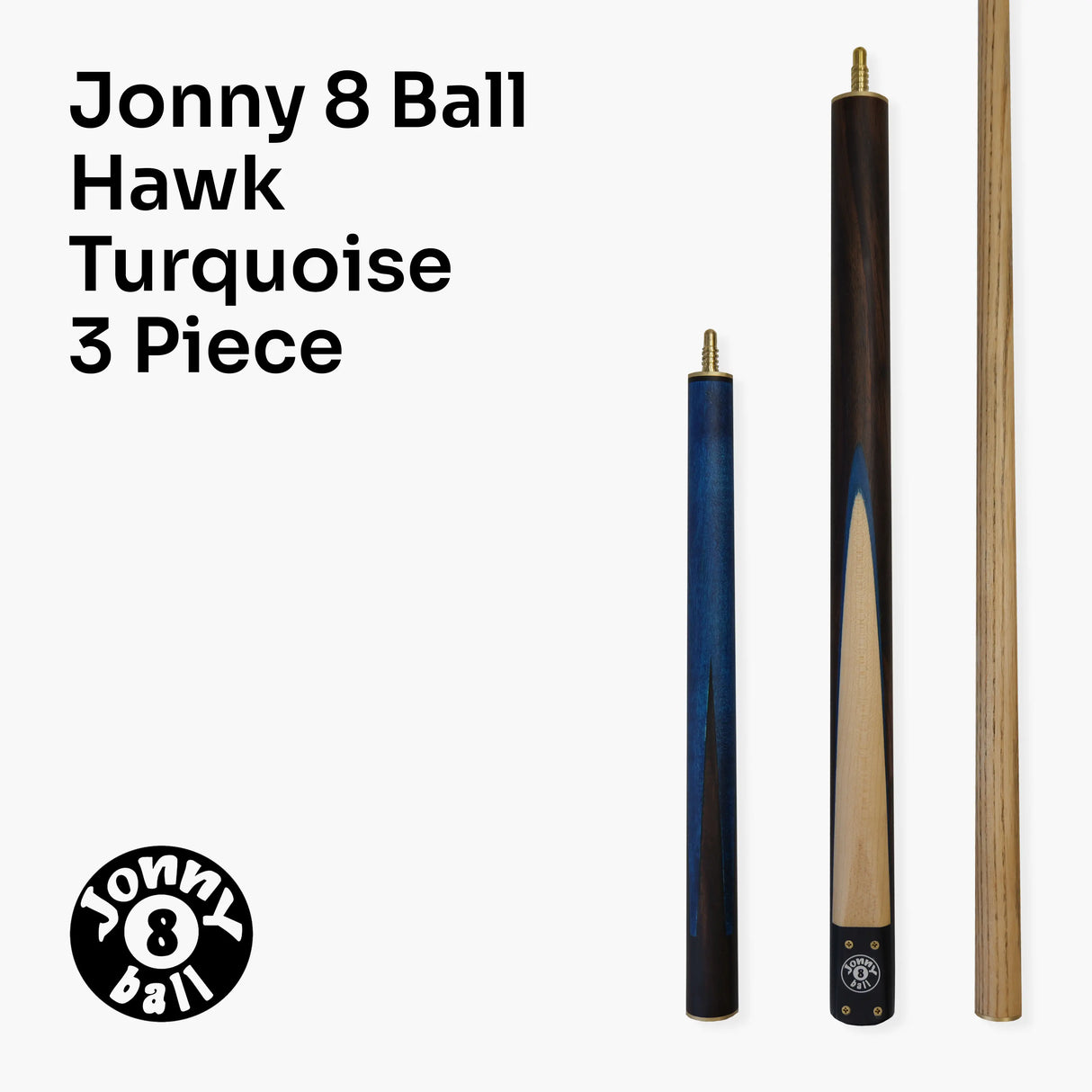 Jonny 8 Ball HAWK 3 Section Rapid Shorten English Pool Cue – 8mm Tip - 55 & 57" Length Jonny 8 Ball