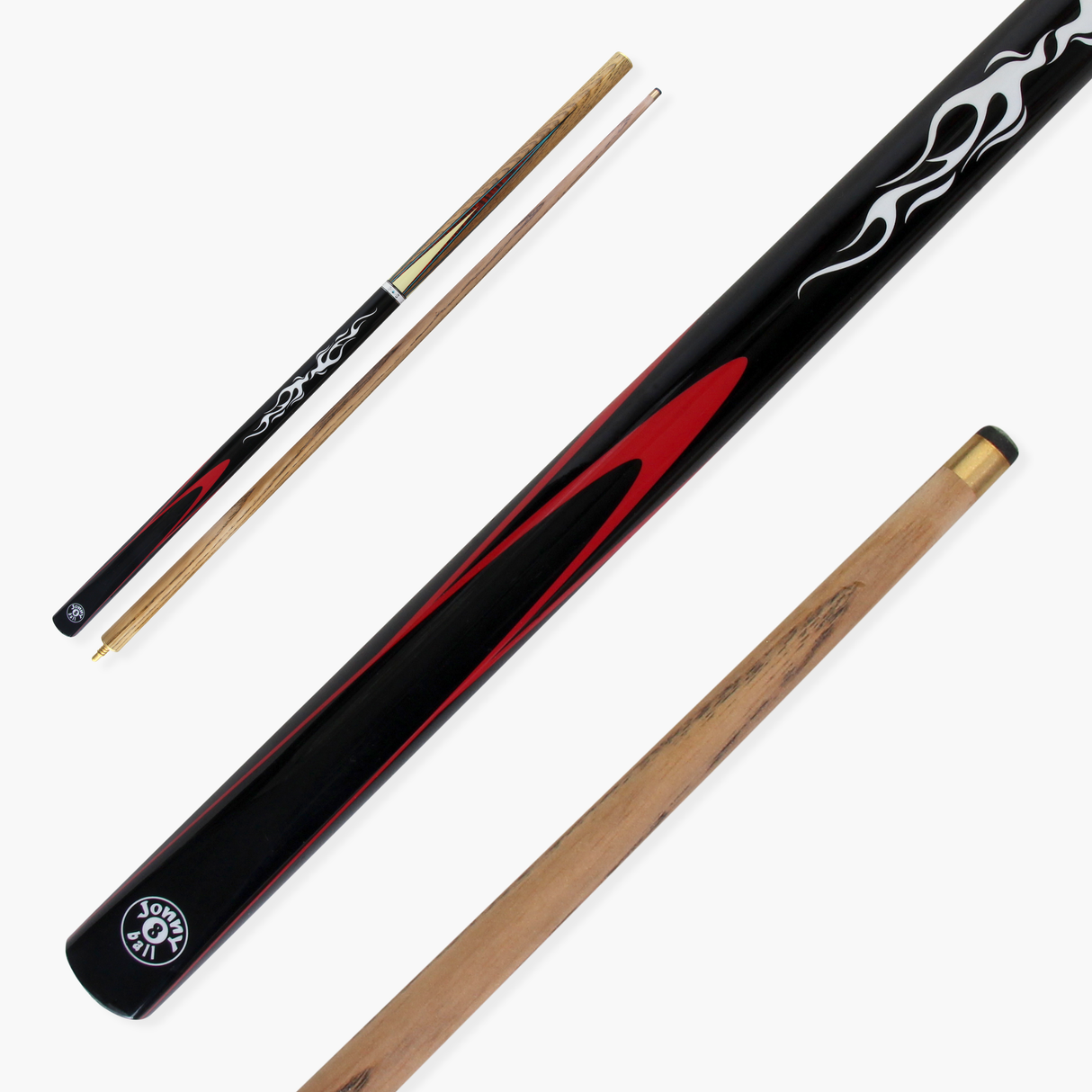 Jonny 8 Ball SILVER SMOKE 57 Inch 2 Piece Centre Joint Ash English Pool Cue with 8.5mm Tip