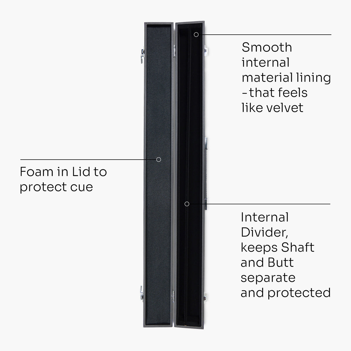 BCE BLUE MERLIN 2pc Ash Pool Snooker Cue & BLACK REINFORCED CASE - 9.5mm Tip