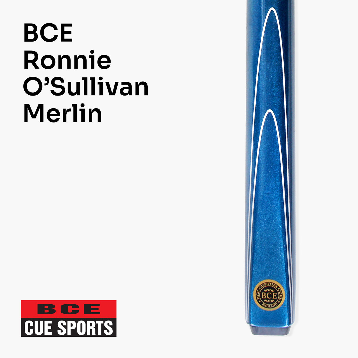 BCE Ronnie O`Sullivan MERLIN - Metallic 2pc Ash Pool Snooker Cue with Painted Black Grip