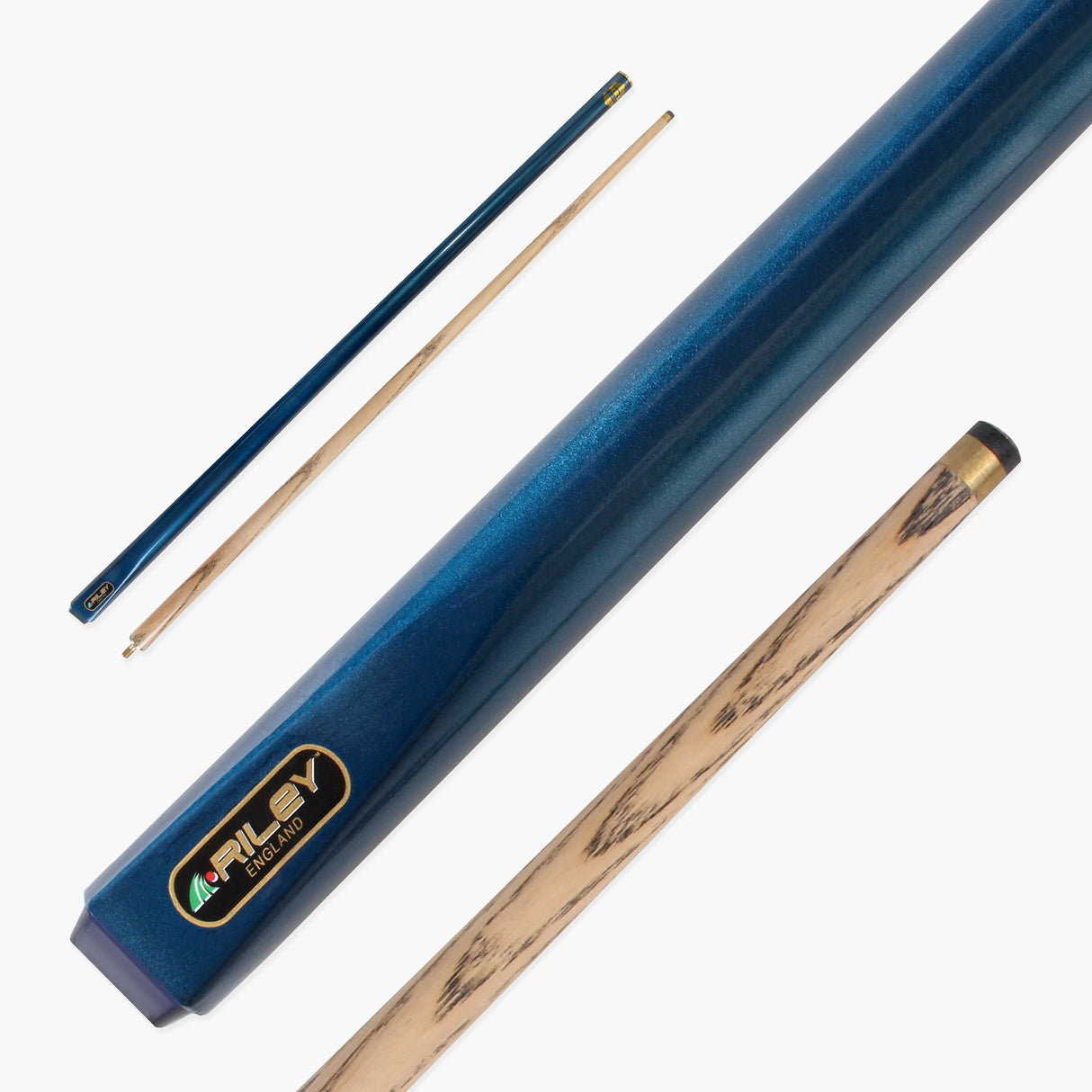 Riley METALLIC BLUE Butt 2 Piece Ash Snooker & Pool Cue - 9.5mm Tip, 17oz - 18oz