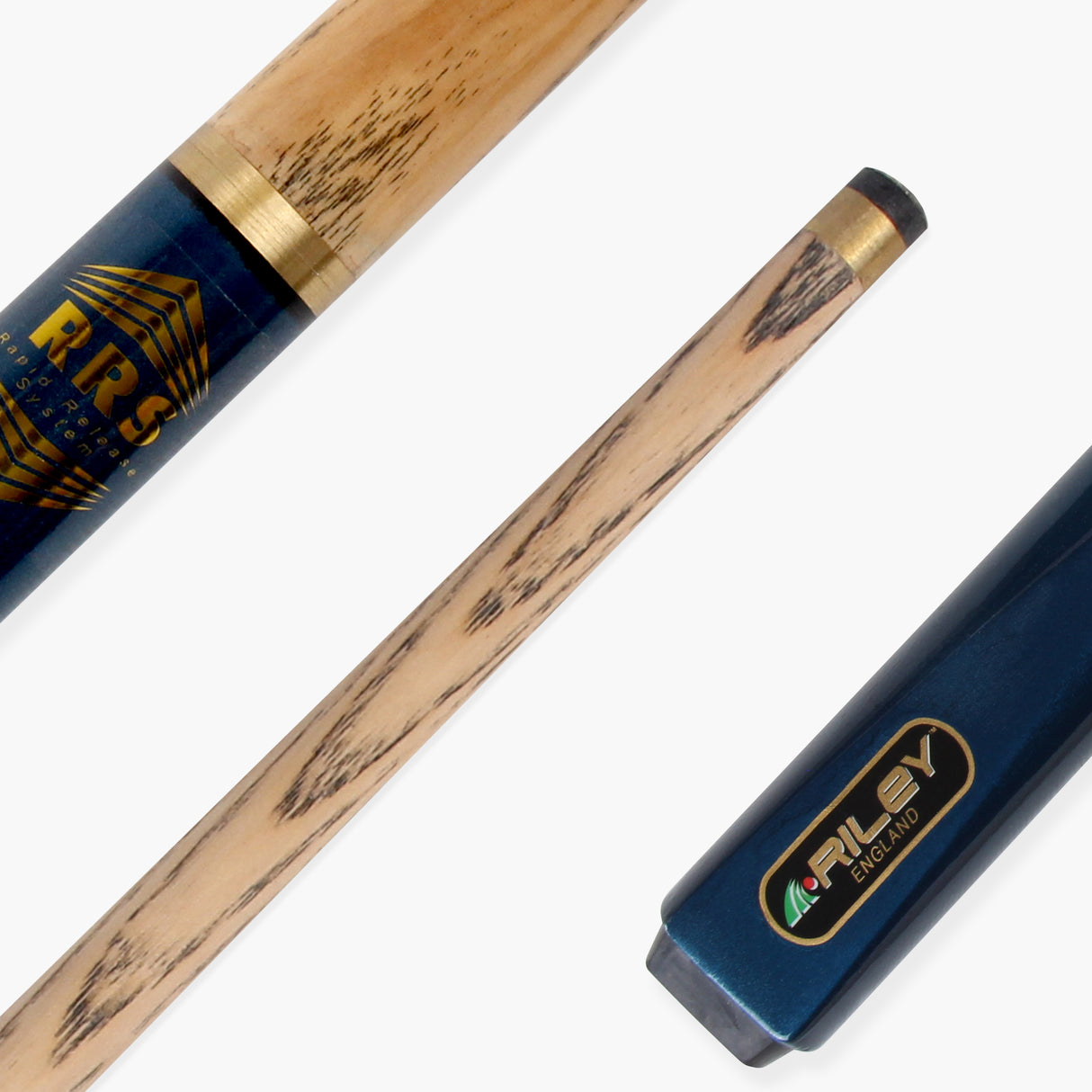 Riley METALLIC BLUE Butt 2 Piece 57 Inch Ash ENGLISH POOL Cue - 8.5mm Tip