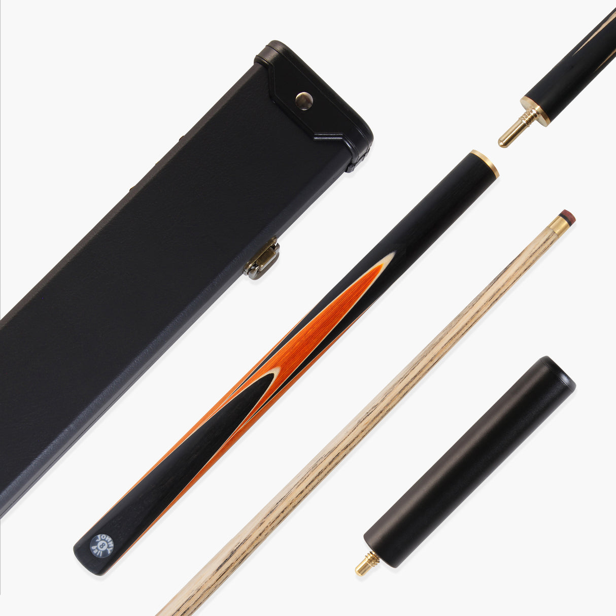 Jonny 8 Ball Sniper 3/4 Pool Cue and Case Set 8mm Tip with Black Hard Case + Mini Butt