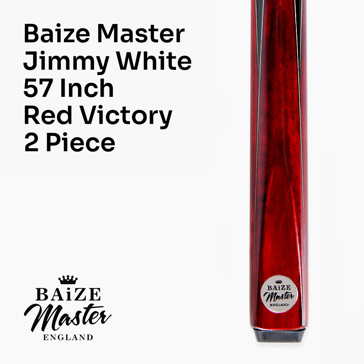 Baize Master 57 Inch Jimmy White Signature VICTORY 2 Piece Ash Snooker Pool Cue with 9.5mm Layered Tip