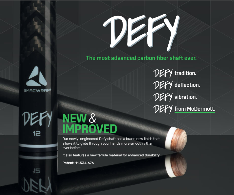 McDermott Defy Carbon Fiber Red Beam G-Series American Pool Cue 12.5mm tip – G521R - D12.5