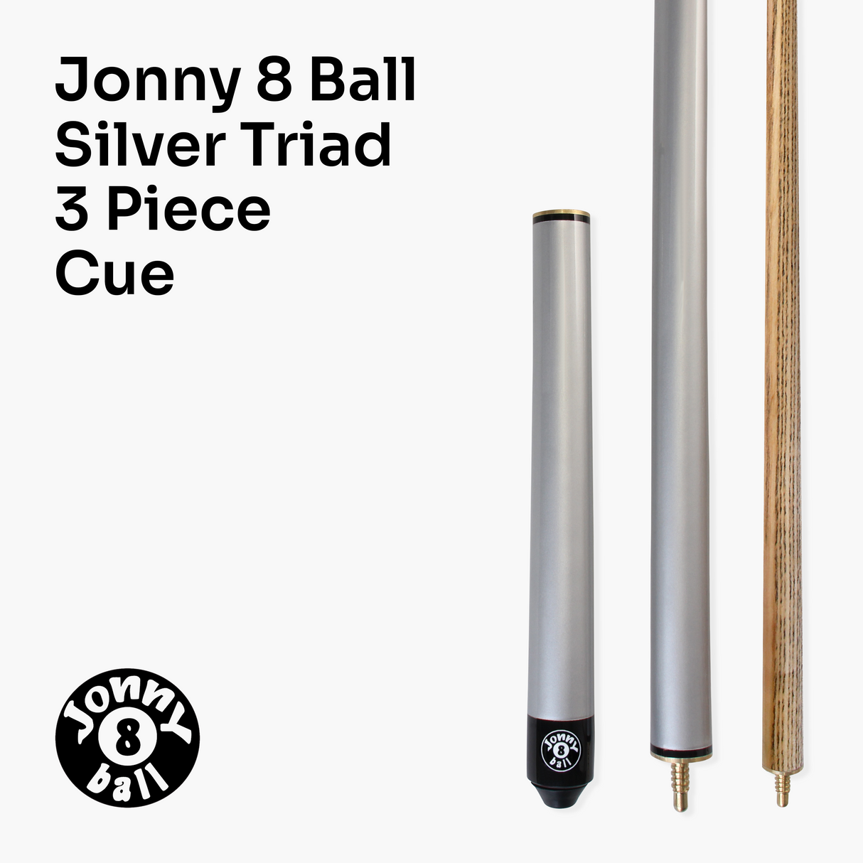 Jonny 8 Ball TRIAD 57 Inch 3 Piece Snooker Pool Cue 9.5mm Tip - Shorten to 39 Inch