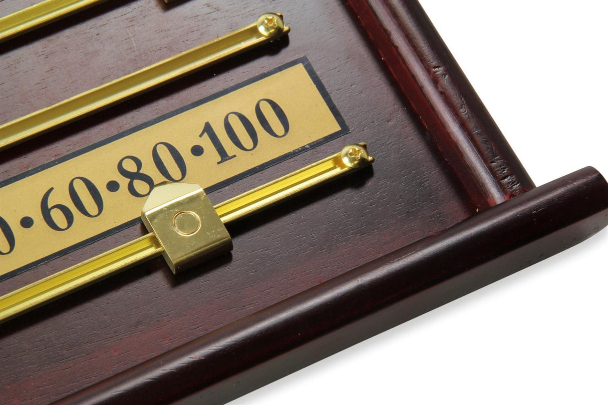 Solid Wood Mahogany Colour 4 Player Snooker Scoreboard with Brass Markers Cue & Case