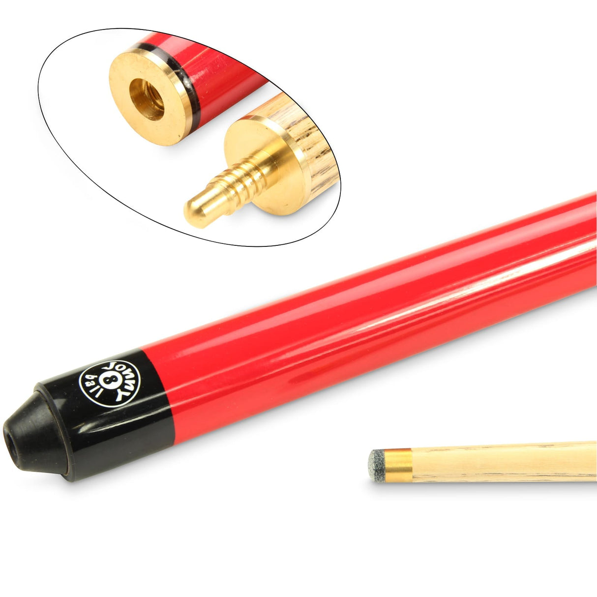 Jonny 8 Ball 52 Inch RED JET 2pc Ash Pool Snooker Cue - 10mm Tip