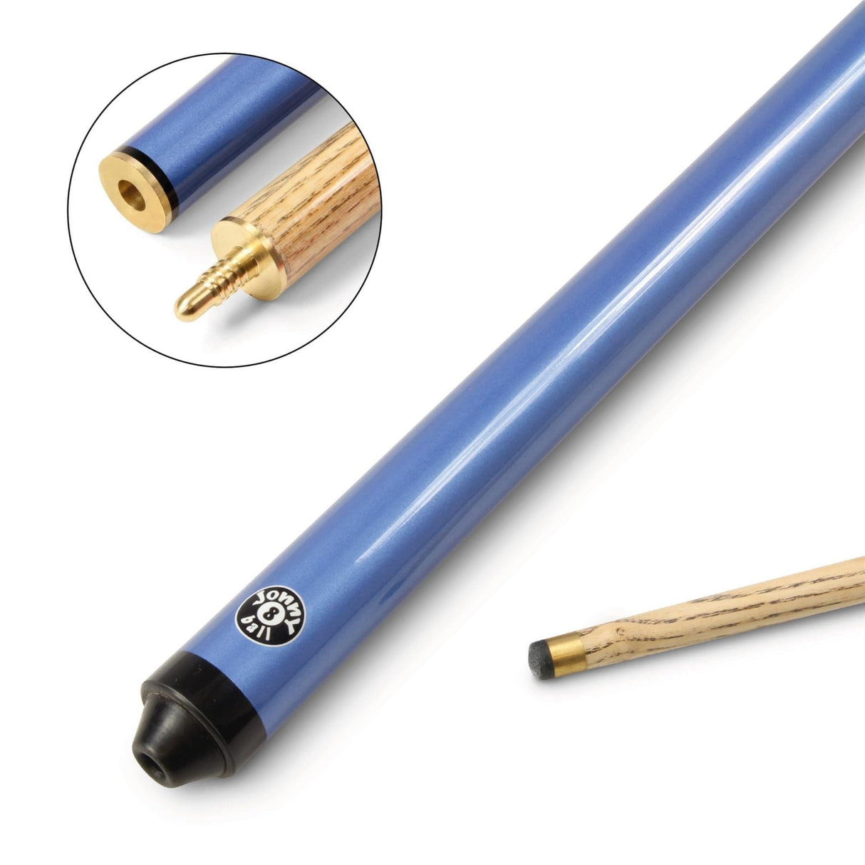 Jonny 8 Ball 52 Inch BLUE JET 2pc Ash Pool Snooker Cue - 10mm Tip
