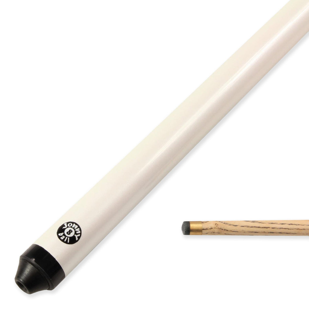 Jonny 8 Ball 52 Inch WHITE JET 2pc Ash Pool Snooker Cue - 10mm Tip