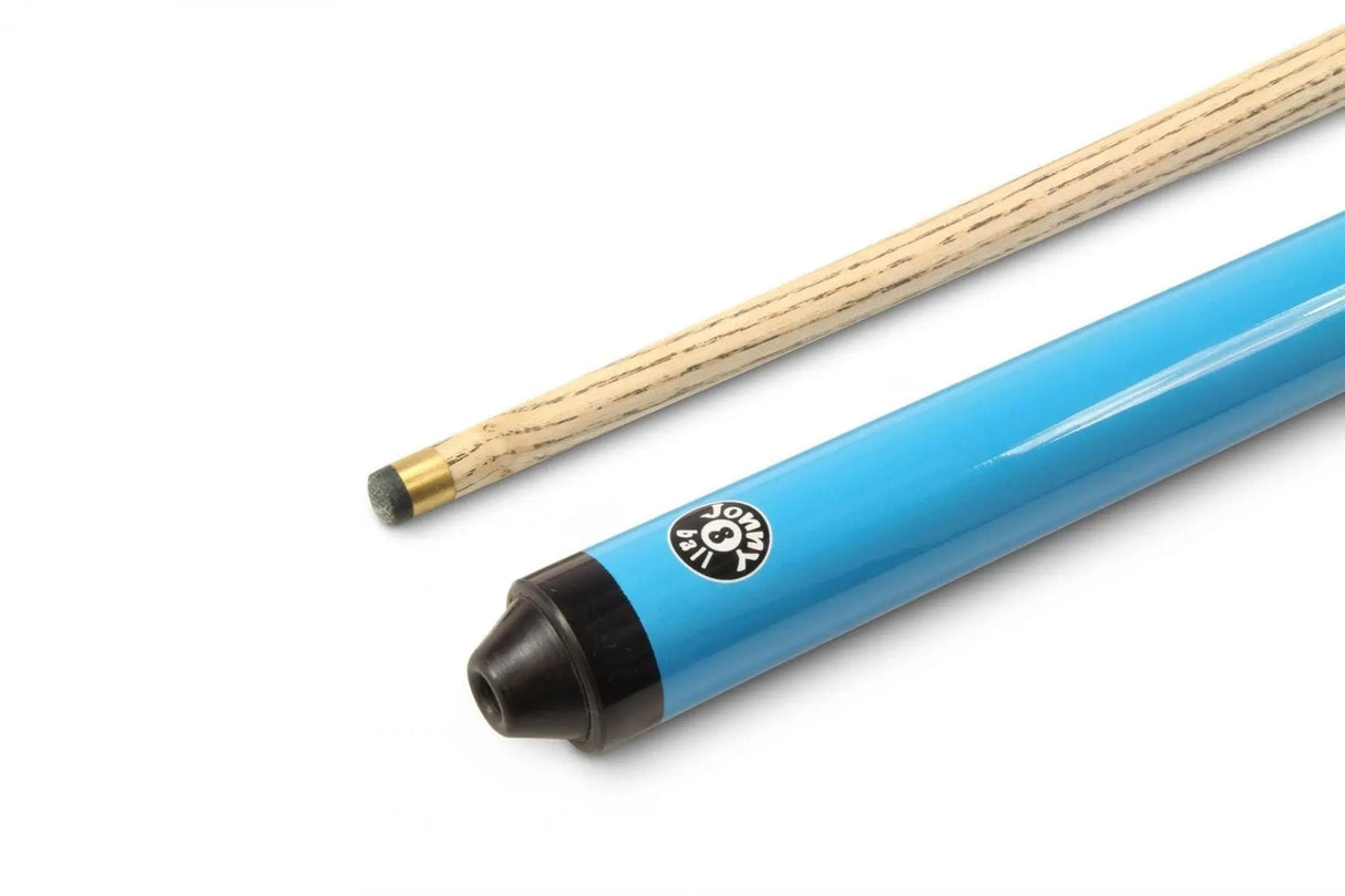 Jonny 8 Ball 48 Inch NEON BLUE JET JUNIOR 2pc Ash Pool Snooker Cue - 10mm Tip Jonny 8 Ball