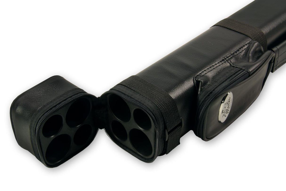 ALL BLACK Leather Patch Effect SQUARE Cue Case - Holds 2 Centre Jointed Cues