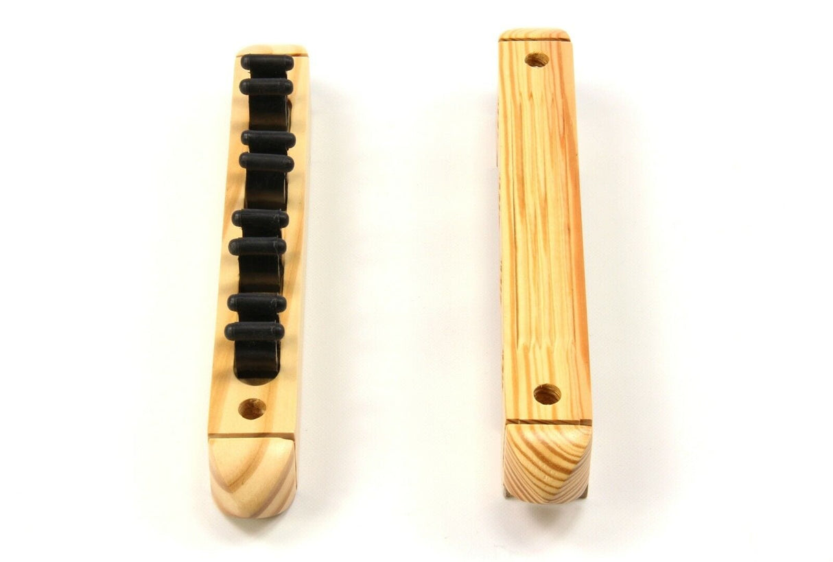 2pc OAK Colour 4 Way Plastic Clip Wall Mounted Cue Rack - holds 4 cues