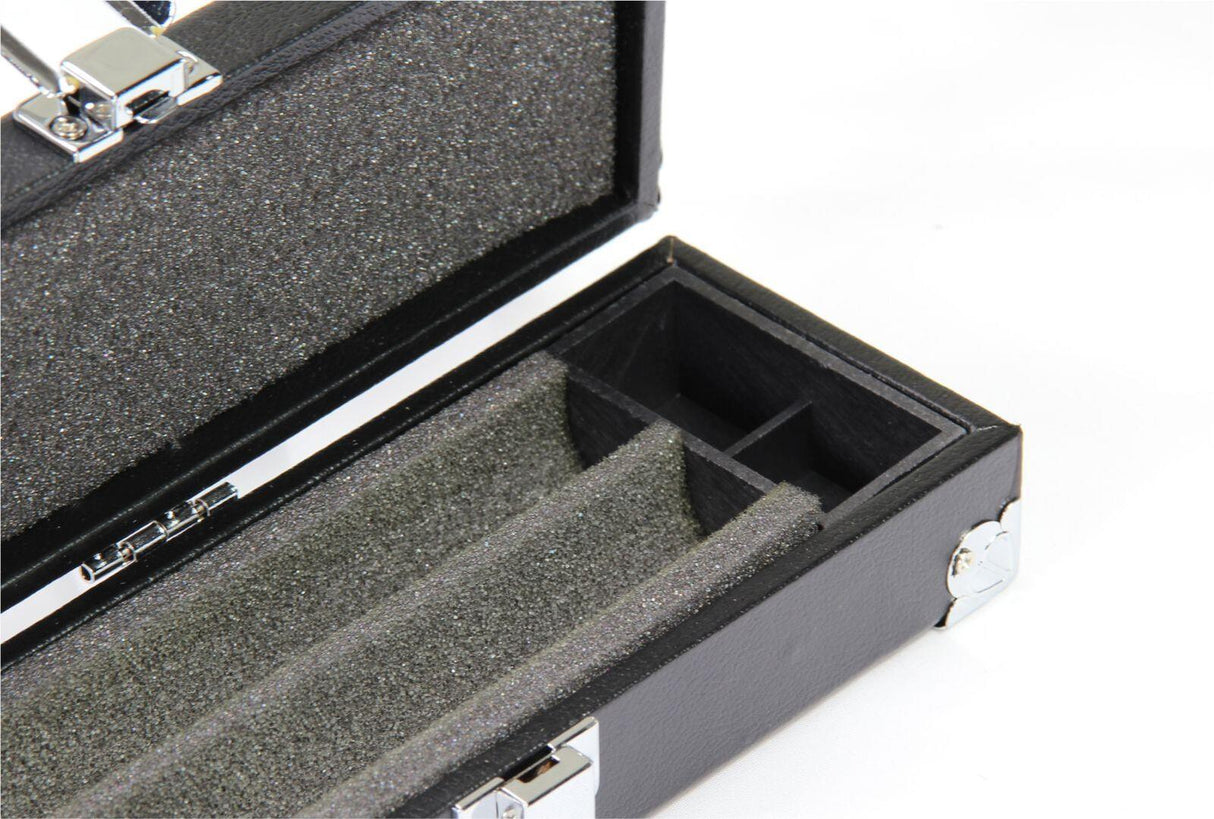 Long Hard BLACK Cue Case for 3pc 3/4 Snooker Cue REINFORCED CORNERS Foam Lined 121cm