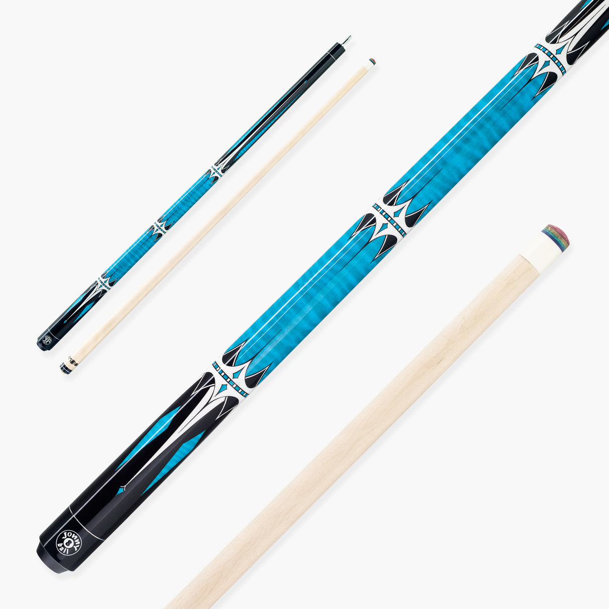 Jonny 8 Ball Harpoon 58 Inch 2 Piece American Pool Cue with Birch Shaft and 13mm Layered Tip